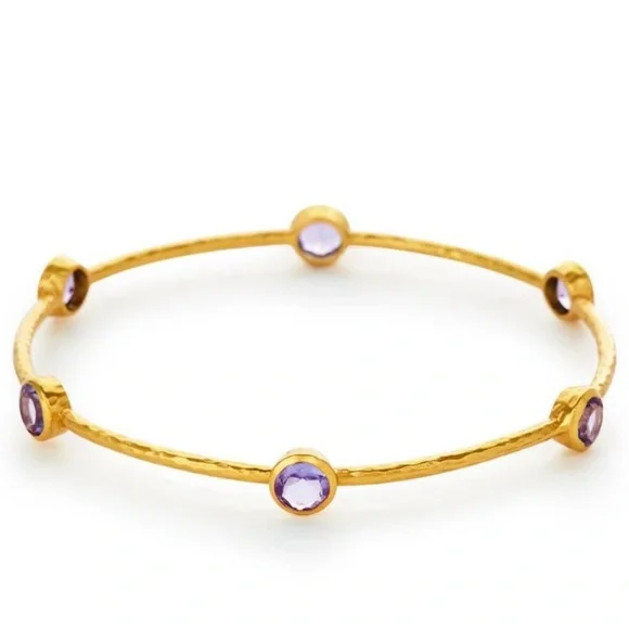 JULIE VOS AUTHENTIC RARE LUXURY MINIMALIST RETRO SUMMER SPRING AMETHYST BANGLE - Picture 1 of 17